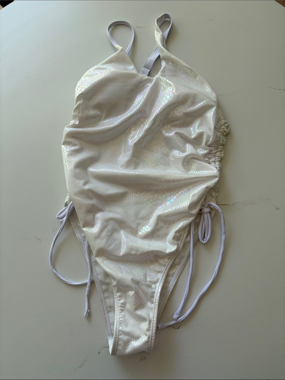 NWOT Iridescent White One-Piece Swimsuit